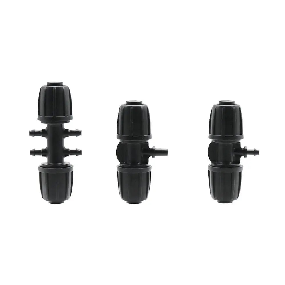 20 Pcs 1/2" Hose to 4/7mm Hose Interface Locked Tee 4-way Connectors Garden Irrigation Water Pipe Adapters Hose Splitters