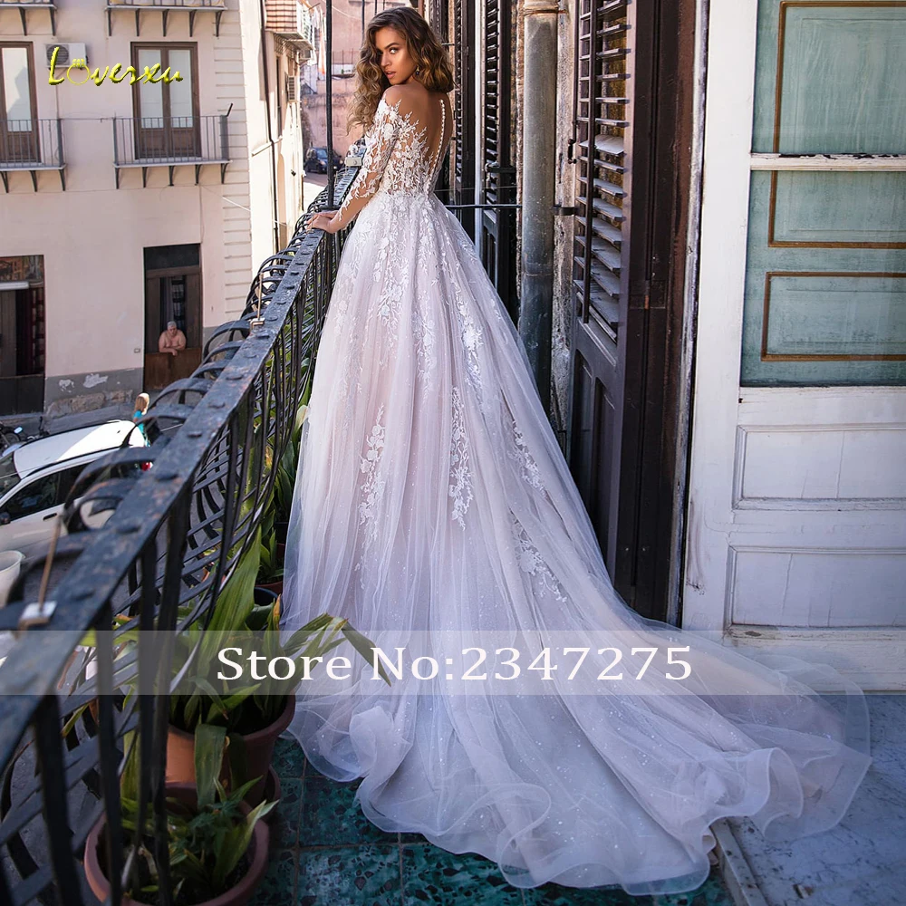 Loverxu сексуальные свадебные платья трапециевидной формы с иллюзией и длинными