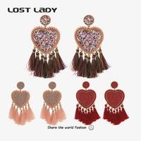 lost lady 2021 trend bohemian tassel earrings pagoda fan dangling earrings eardrop shell heart drop earring jewelry party gifts
