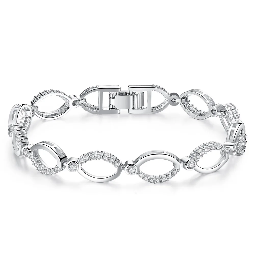 

YVV45 925 Sterling Silver Oval Bracelet O-shaped women's Bracelet