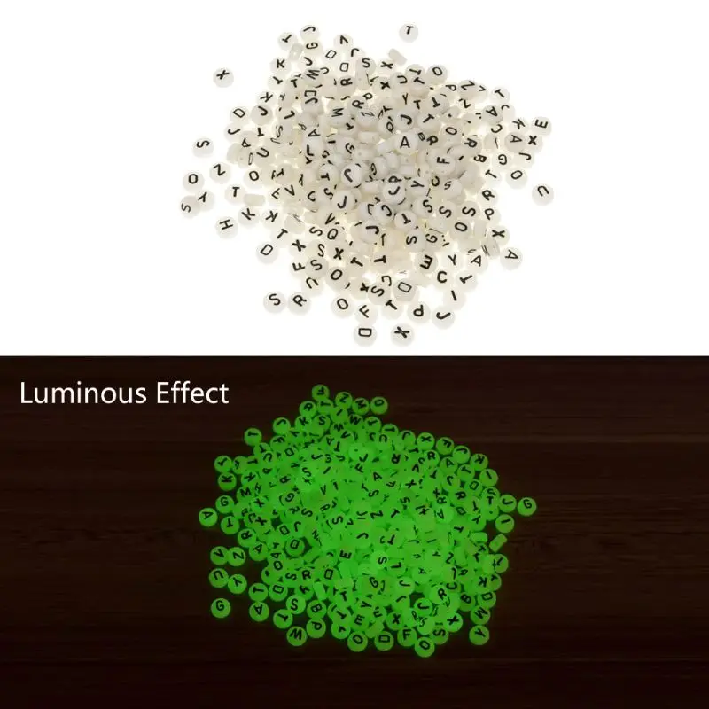 100 шт. 7 мм алфавит из акриловой искусственной кожи разделенные бусины светящиеся