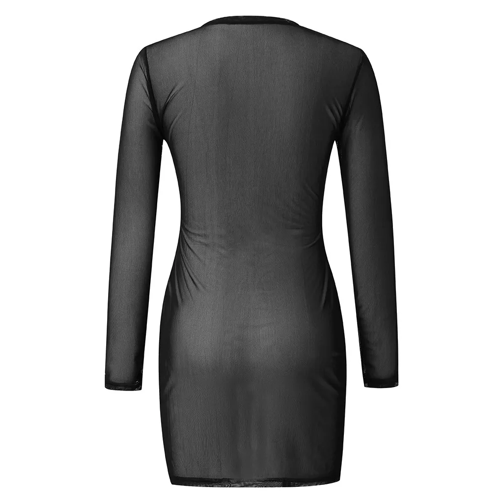 Женское сексуальное облегающее обтягивающее платье черного цвета с длинным