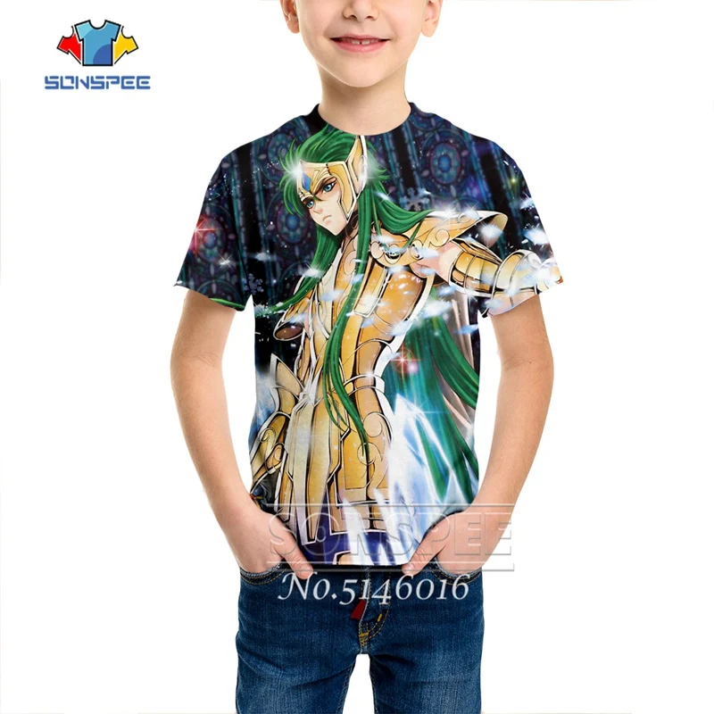 SONSPEE/футболка с 3D принтом аниме Saint Seiya Детский Пуловер В Стиле Хип Хоп Harajuku