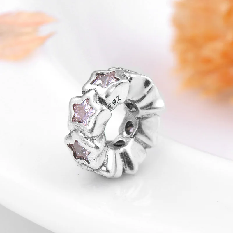 Бусины из серебра 100% пробы с розовым фианитом 925 | Украшения и аксессуары