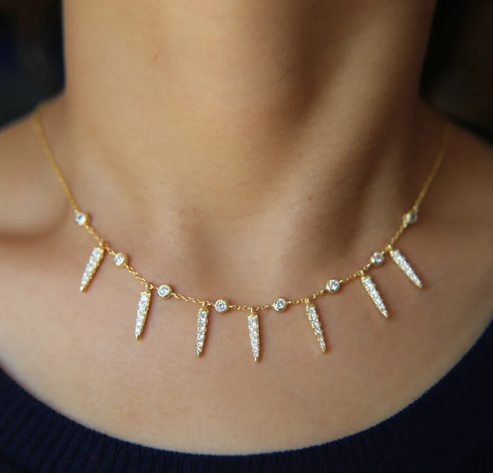 Тонкая цепочка Collier 925 пробы изысканный чокер ожерелье изящный 33 + 7 см Sparking Aaa Cz