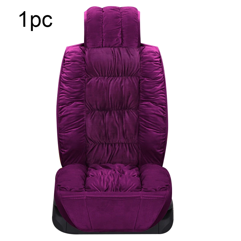Front Purple 1pc Чехлы для автомобильных сидений, плюшевые чехлы для сидений автомобиля, интерьерные подушки для сидений, теплые Универсальные зимние защитные Ковровые Коврики, аксессуары - Название цвета: Front Purple 1pc