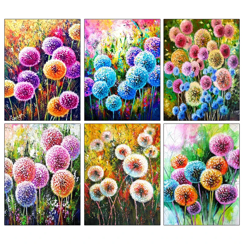 

AMPHIBOLE 5D DIY Diamond Painting Dandelion Diamond Embroidery Cross Stitch Flowers Diamond Mosaic Full Layout Home Decoration