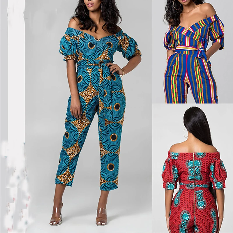 Африканские платья для женщин Дашики с открытыми плечами v образный вырез