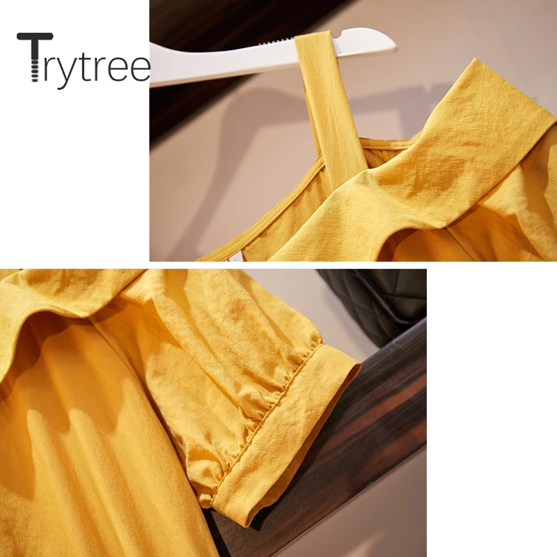 Летнее платье Trytree женское Повседневное майка лоскутное рубашка с отложным