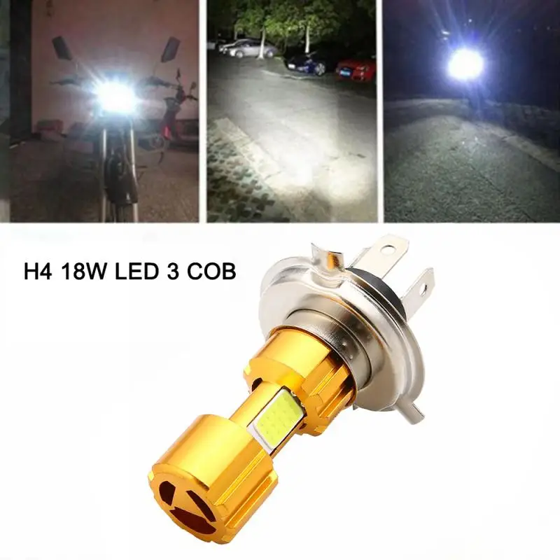 H4 18 Вт светодиодный 3 COB мотоцикла головной светильник лампочка 1500LM 6500 к Hi/короче