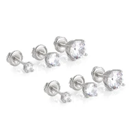 1pair s925 sterling silver stud earrings cz stone paved bling ice out hip hop round earrings for women men unisex rapper jewelry