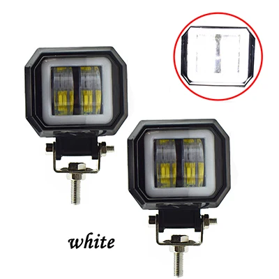 2pc-square-white Рабочие Автомобильные фары 12 В 20 Вт светодиодные мото фары дальнего света Ангел глаз лампа Внедорожник Трактор Лодка прожекторы Автомобильная фара - Цвет: 2pc-square-white