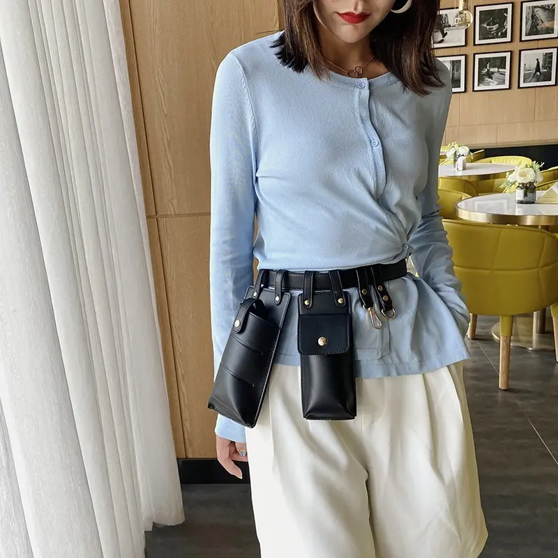 

2021 New Designer Bag Ladies Small PU Leather Belt Bag Women Fashion Shoulder Bag Messenger Bag Women Mobile Phone Bag Chest Bag
