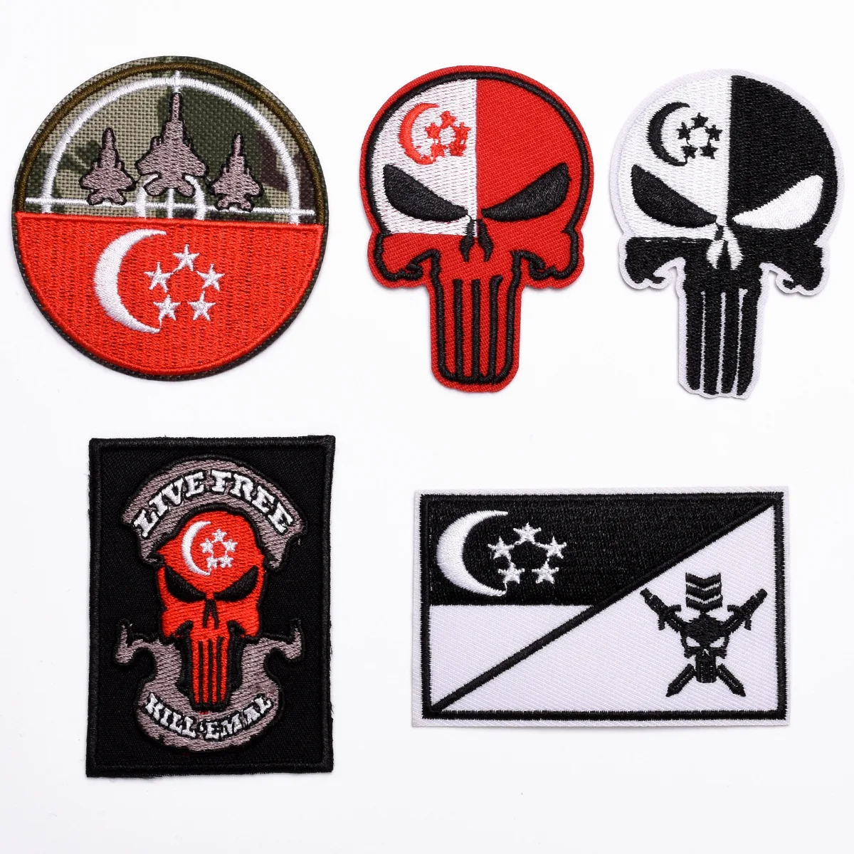 

Skull Tactical Morale Slogans Army Military Badge Iron on patches Embroidered DIY Hat Backpack Clothes Sewing ironing sticker