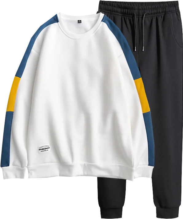 

Fashion Mens Tracksuit Autumn Casual Men Hoodies Sets Patchwork Sweatshirt Sweatpants Male Sweatsuit Sportswear Set Big Size 4XL