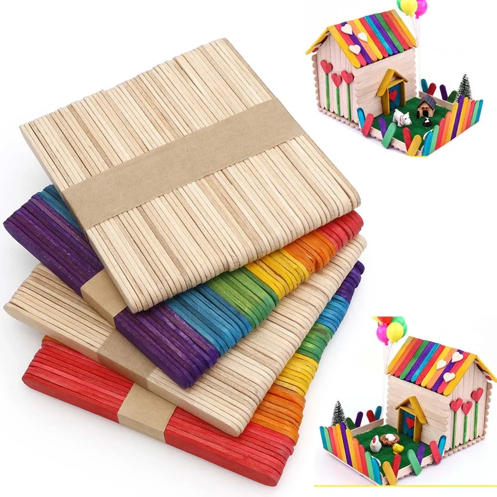 

50Pcs/lot Kids DIY Craft Toys Colorful Natural Wood Counting Sticks Montessori Preschool Children Counting Math Educational Toys