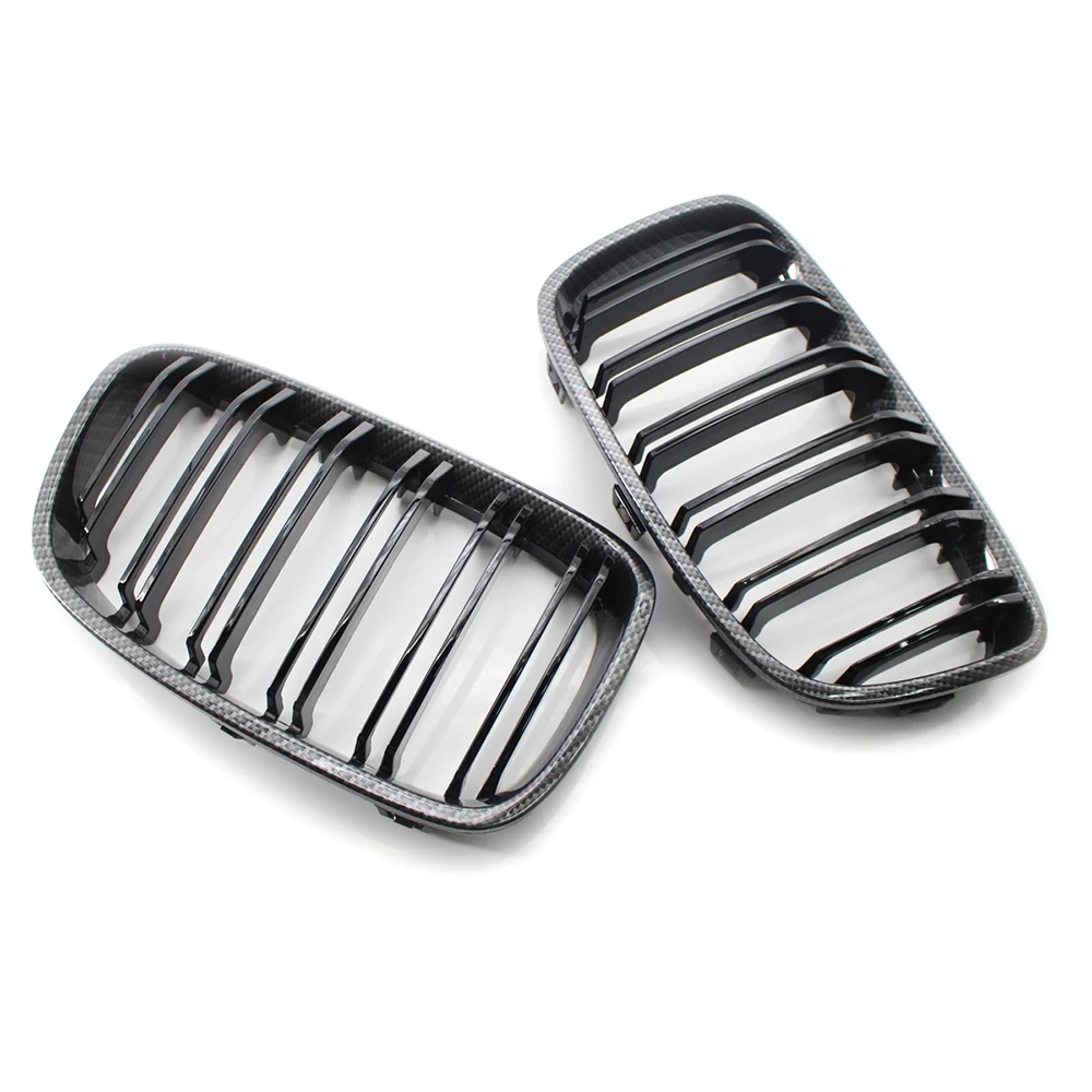 Двойная решетка гриль из углеродного волокна для BMW F20 F21 118i 120i 2010 2014|Гоночные