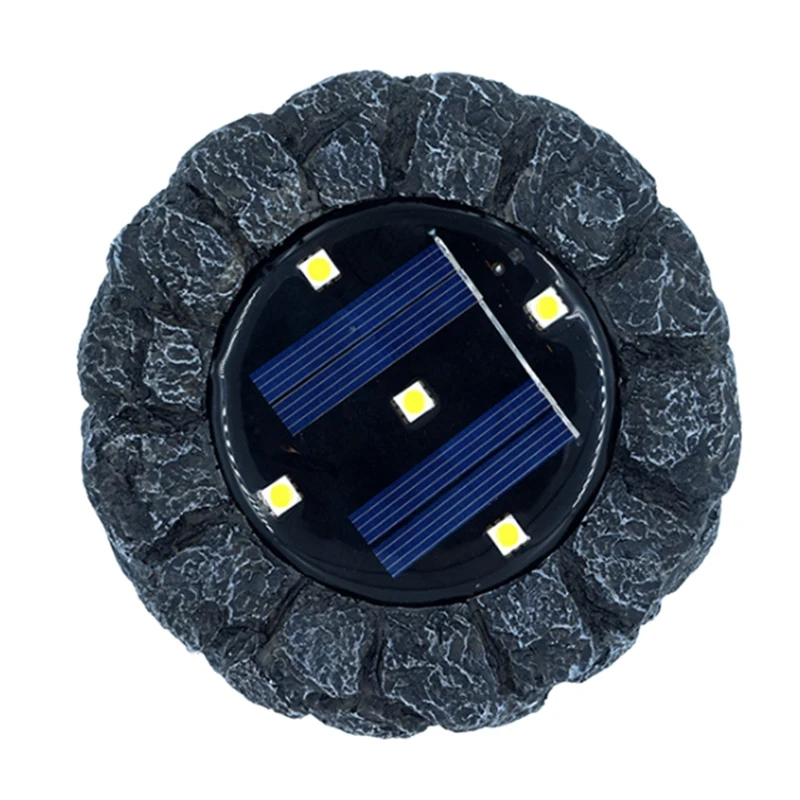 

4Pcs Solar 5LED Resin Buried Lamp Outdoor Garden Buried Lawn Lamp Simulated Stone Lamp