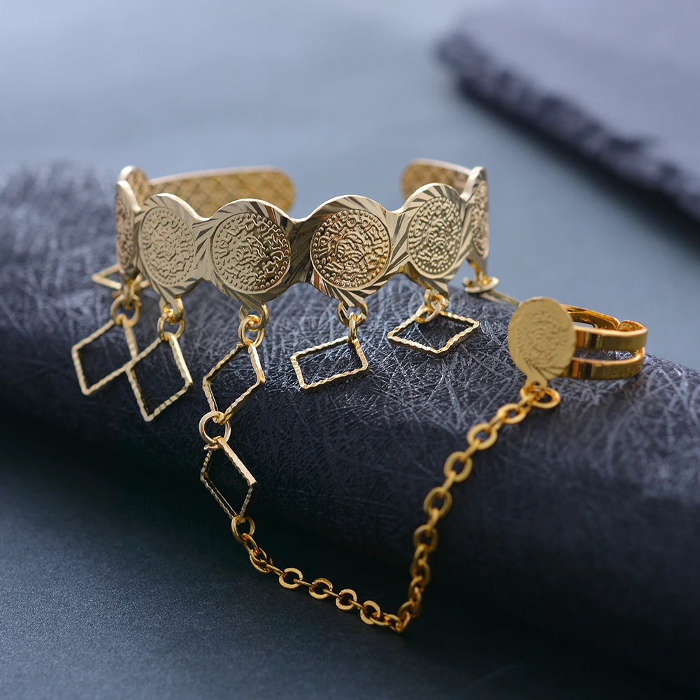 Медные браслеты Wando С Монетами Золотого Цвета для маленьких девочек ювелирные