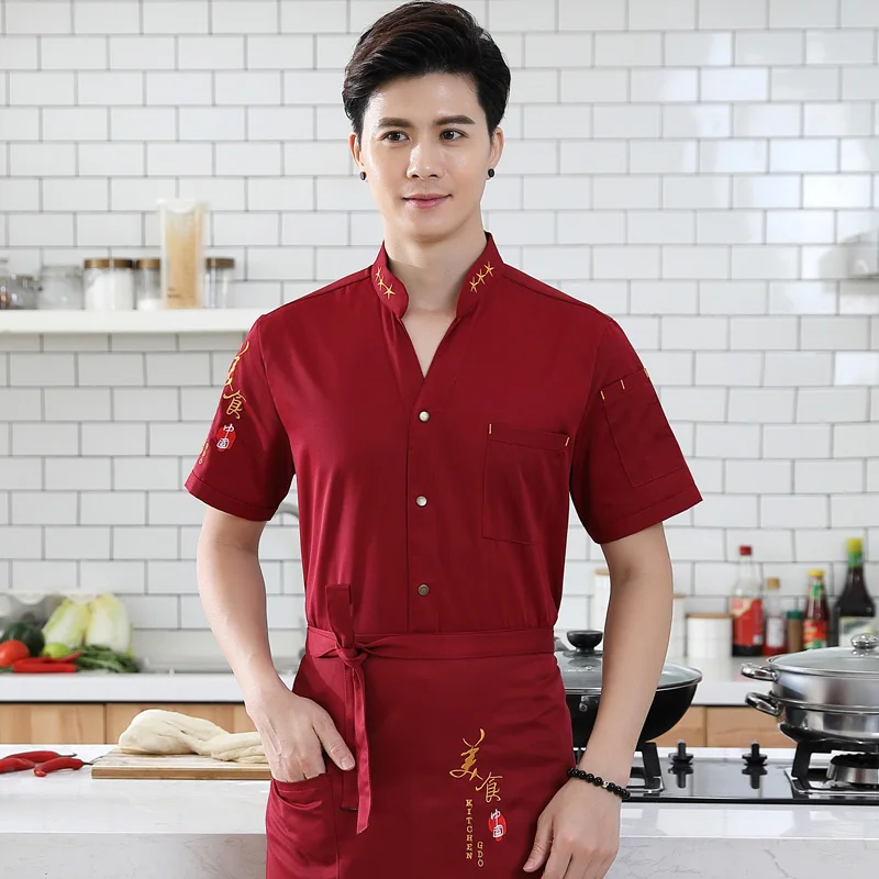 

Men and women Short sleeve summer Chef Uniform Cook Costumes Dining Hall Restaurant Food Service Tops