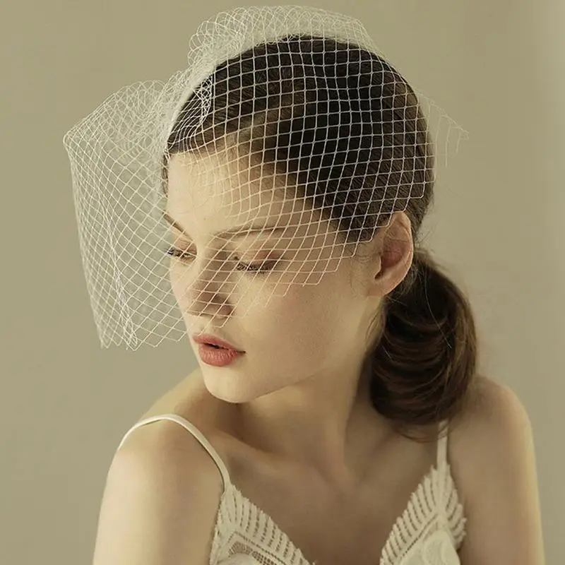 Вуаль для волос в горошек ручной работы белая Черная| |