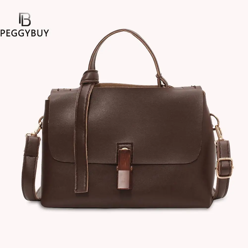 

Casual Solid Messenger Handbag Ladies Leather Flap Street Shoulder Satchel Bags Popular Simple Female Daily Bag