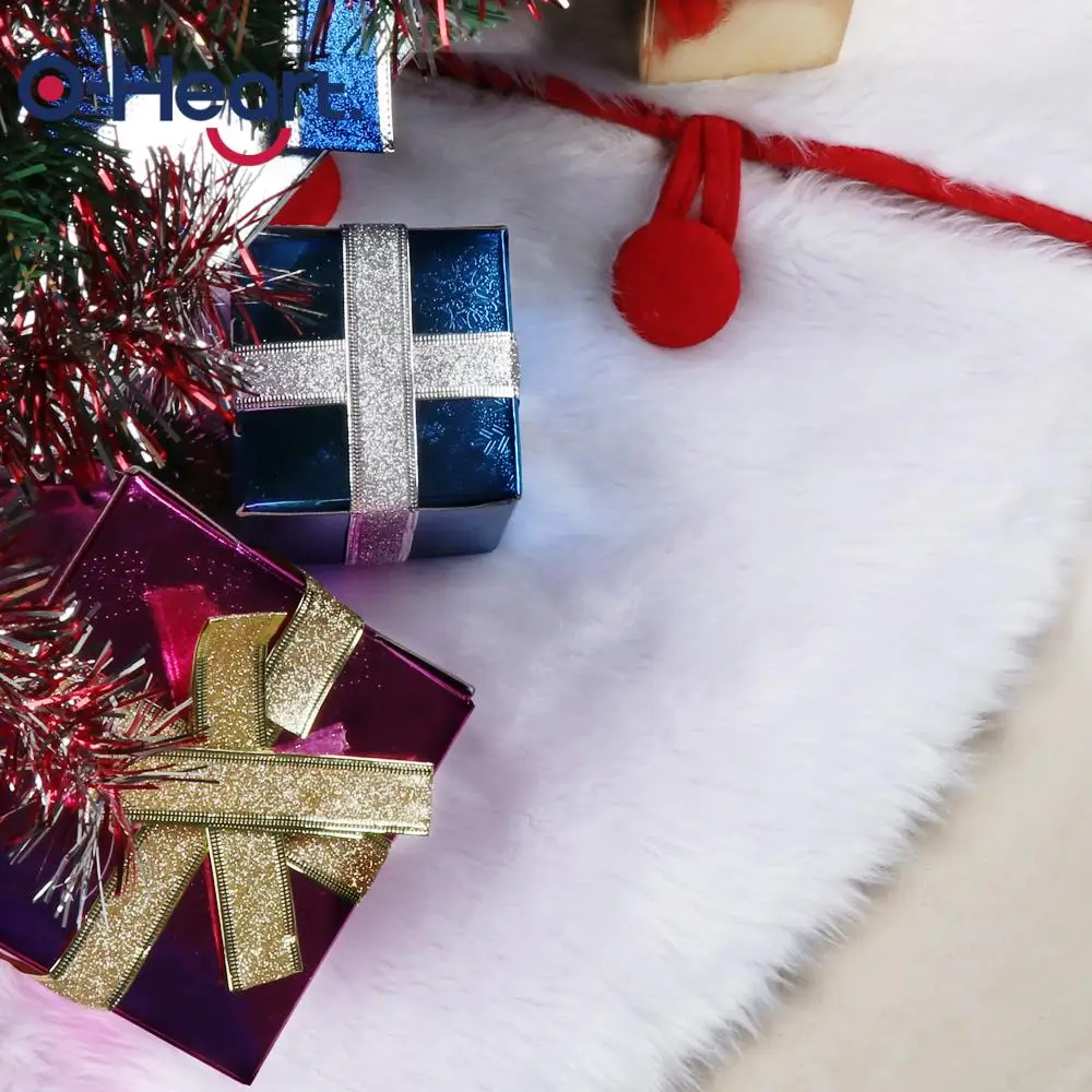 OHEART 122 см Роскошный белый плюш Рождественская елка юбка искусственный мех коврик