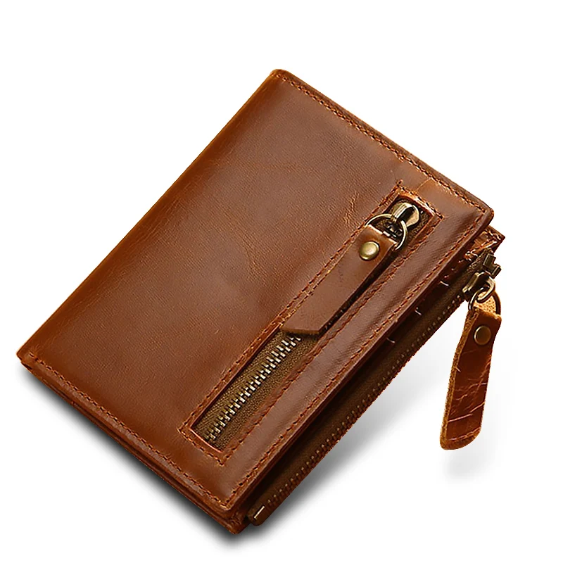 Мужской кошелек из натуральной воловьей кожи короткий держатель для карт на