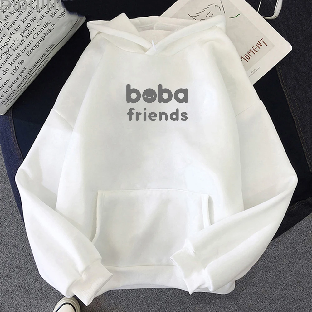 

Boba Friends Printin Pullovers Vintage Cartoon Female Hooded Clothing 2021 New Kawaii Women Hoodies Ulzzang hip hop Sweatshirts