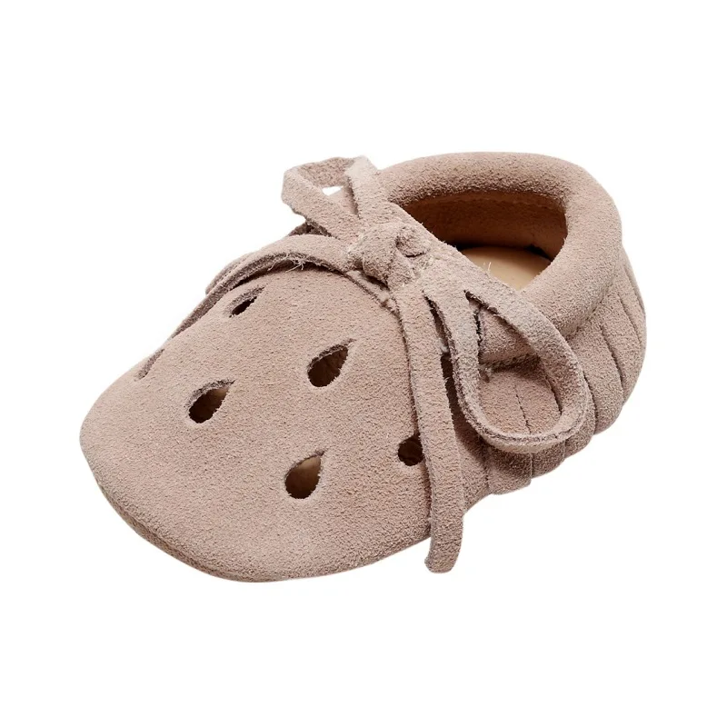 Zapatos huecos de cuero PU para beb&eacute;, mocasines con borla y lazo, suela suave, antideslizante, para cuna, para primeros pasos, 2022-2
