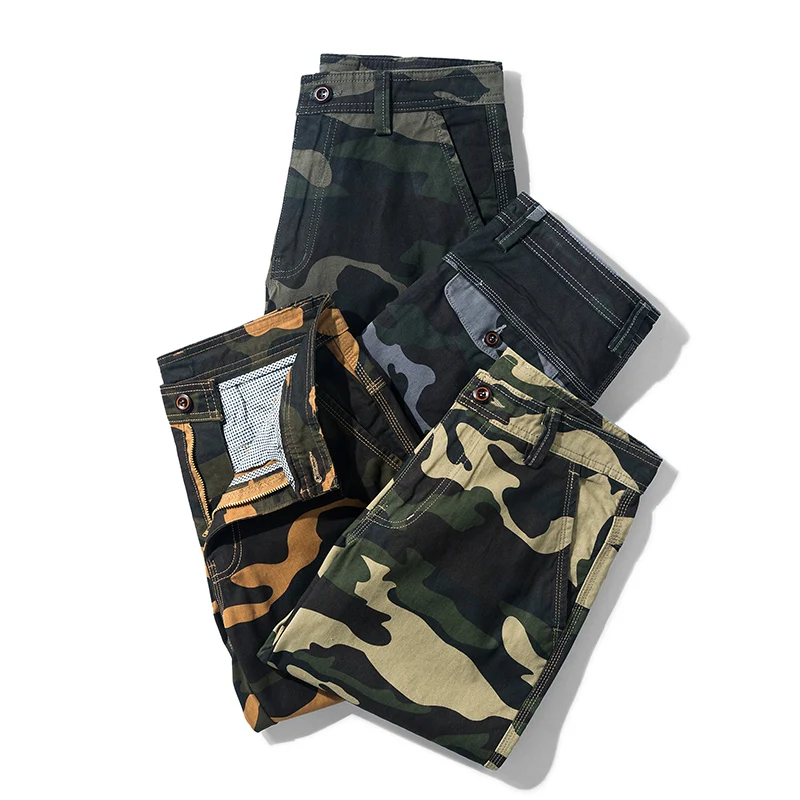 

Men's Summer Cotton Cargo Shorts Men Multi-Pocket Military Camo Casual Shorts Fashion Loose Overalls Pants Men Bermuda Shorts