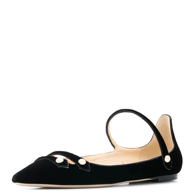 Черные балетки на плоской подошве с пряжкой ремешке Женские летние офисные туфли