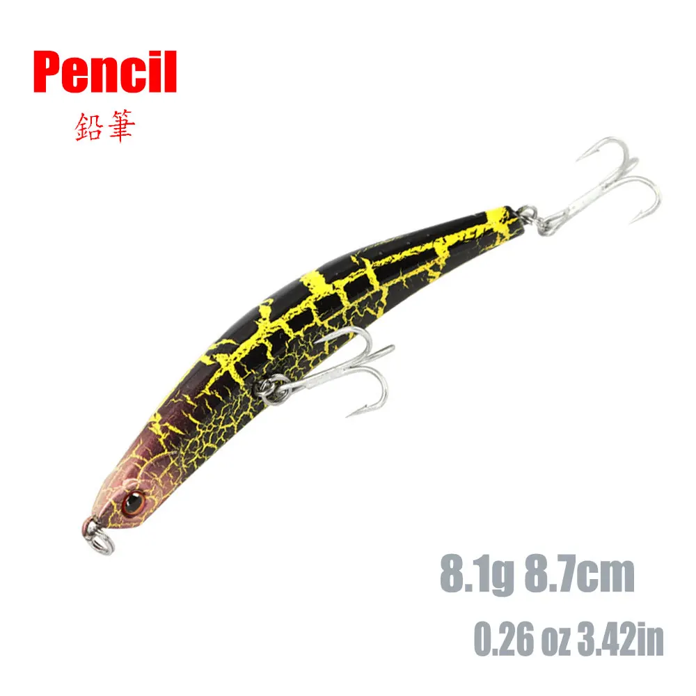 

Fishing lures8.1g/8.7cm PencilBait TopWater Pike Floating Wobbler isca Artificial Hard Bait Bass Fish Tackle Pesca phantom