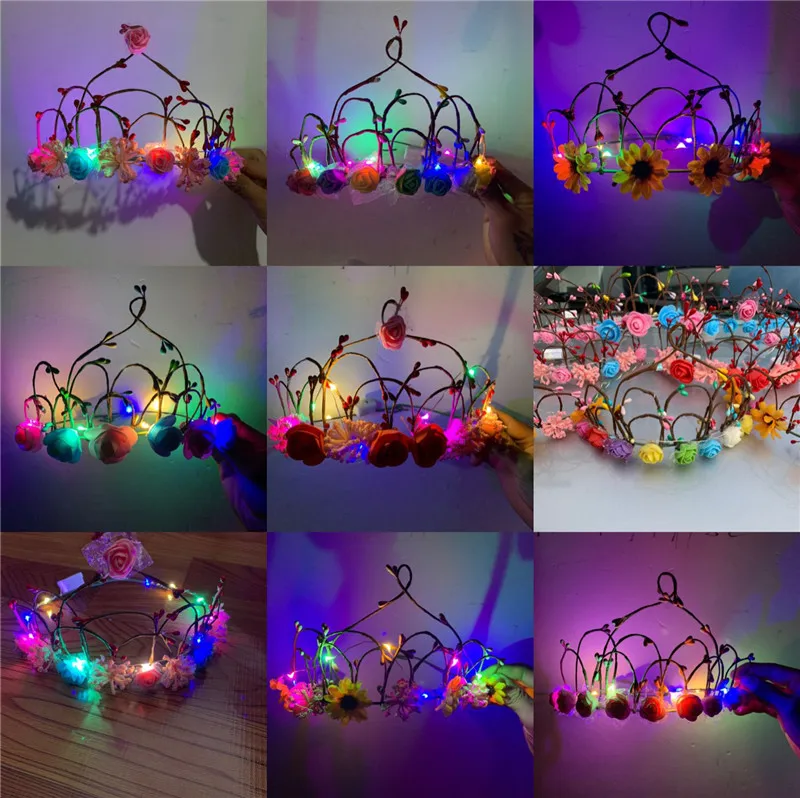 2021 Новый короны цветка светодиод мигает лента для волос женщин и девочек