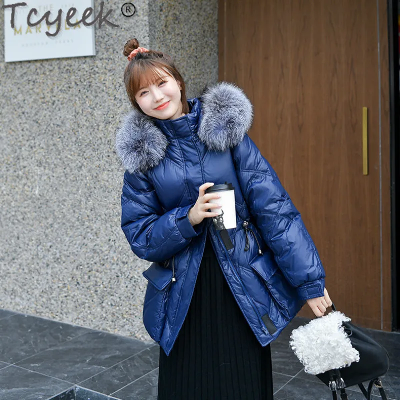 

Tcyeek Winter Women Down Jacket Thicken Hooded Woman Parkas Fox Fur Collar Long Fashion Coat Female Jackets Women's Clothing 184