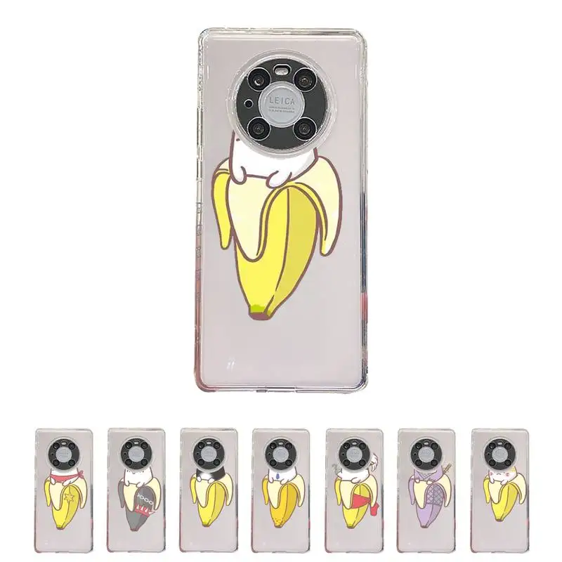

Cute Cartoon Finger Funny Banana Phone Case Transparent For Huawei honor V 40 30 20 X note 10 pro lite max s Soft TPU bags
