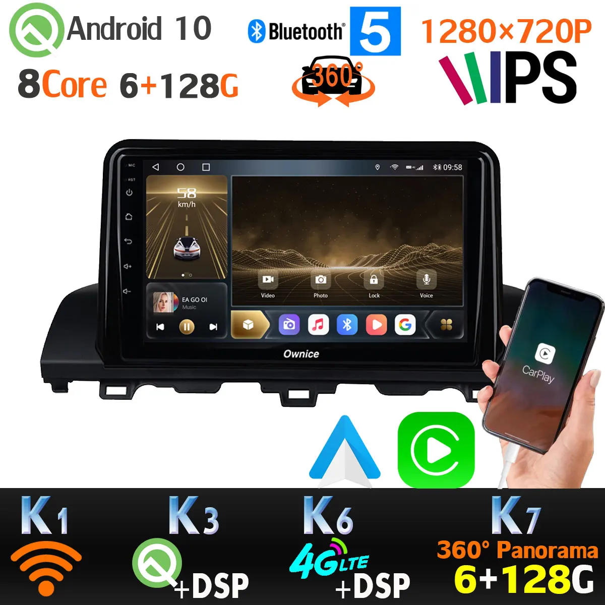 360 панорамная камера Android 10 0 6G + 128G GPS навигация Радио CarPlay SPDIF Автомобильный плеер