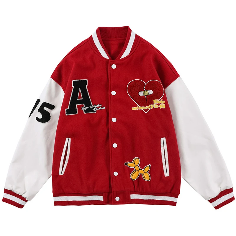 

Men PU Leather Varsity Baseball Jackets Unisex Vintage Patchwork Bomber Jacket Womens Oversized Letter Embroidery Streetwear