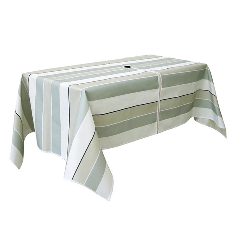Outdoor Round Table Cloth with Umbrella Hole Zipper Water Repellent Striped Terrace Garden Decor Storage Bag | Дом и сад