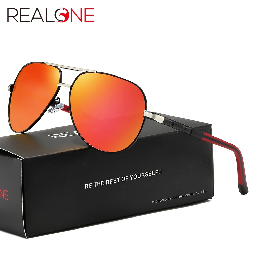 

REALONE Men's Aviation Polarized Sunglasses for Men Oversized Pilot Metal Driving Sun Glasses UV Protection Mirror Coating 1385