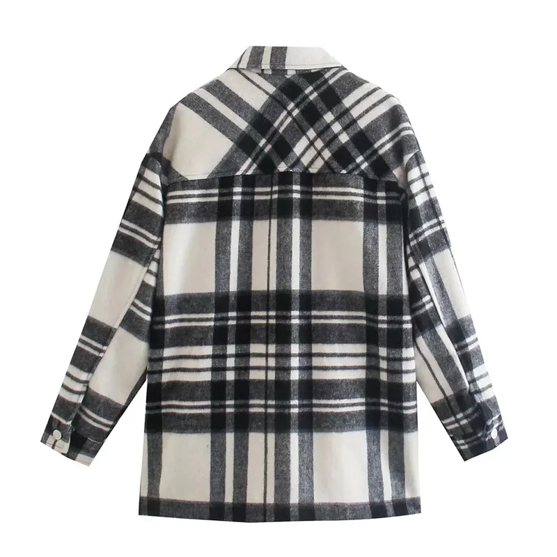 Пиджак женский в клетку с отложным воротником длинным рукавом осень 2021 | Женская