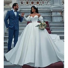 Шикарное бальное платье UZN цвета слоновой кости, атласные свадебные платья с сердечком, съемные Свадебные платья принцессы с длинным рукавом, платье на шнуровке