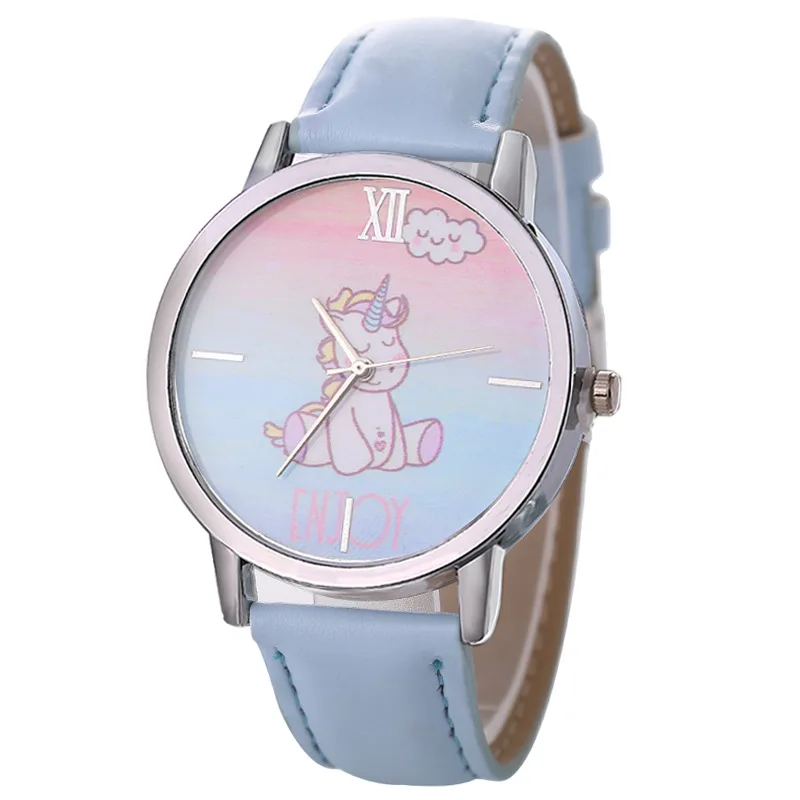 

Pure Cute and Compact Unicorn Children's Watch Fairy Tale World Colorful Sky Kids Belt Watch luxury watch