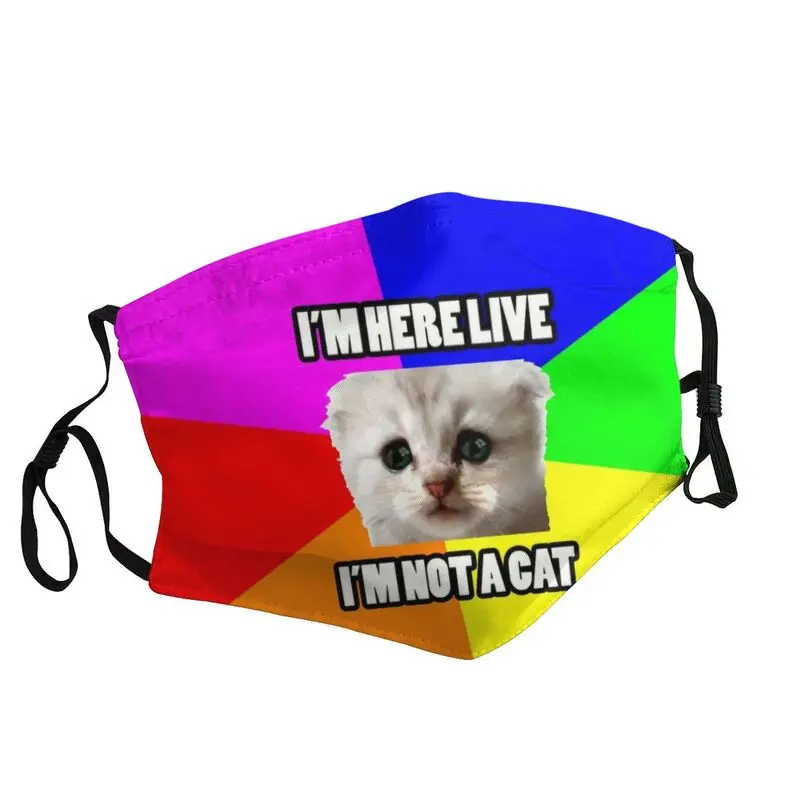 

Моющаяся маска для лица «Я здесь живу», «Я не кошка», Забавный вирусный кляп, подарок, маска для лица для мужчин, женщин, мужчин, защита от пыл...