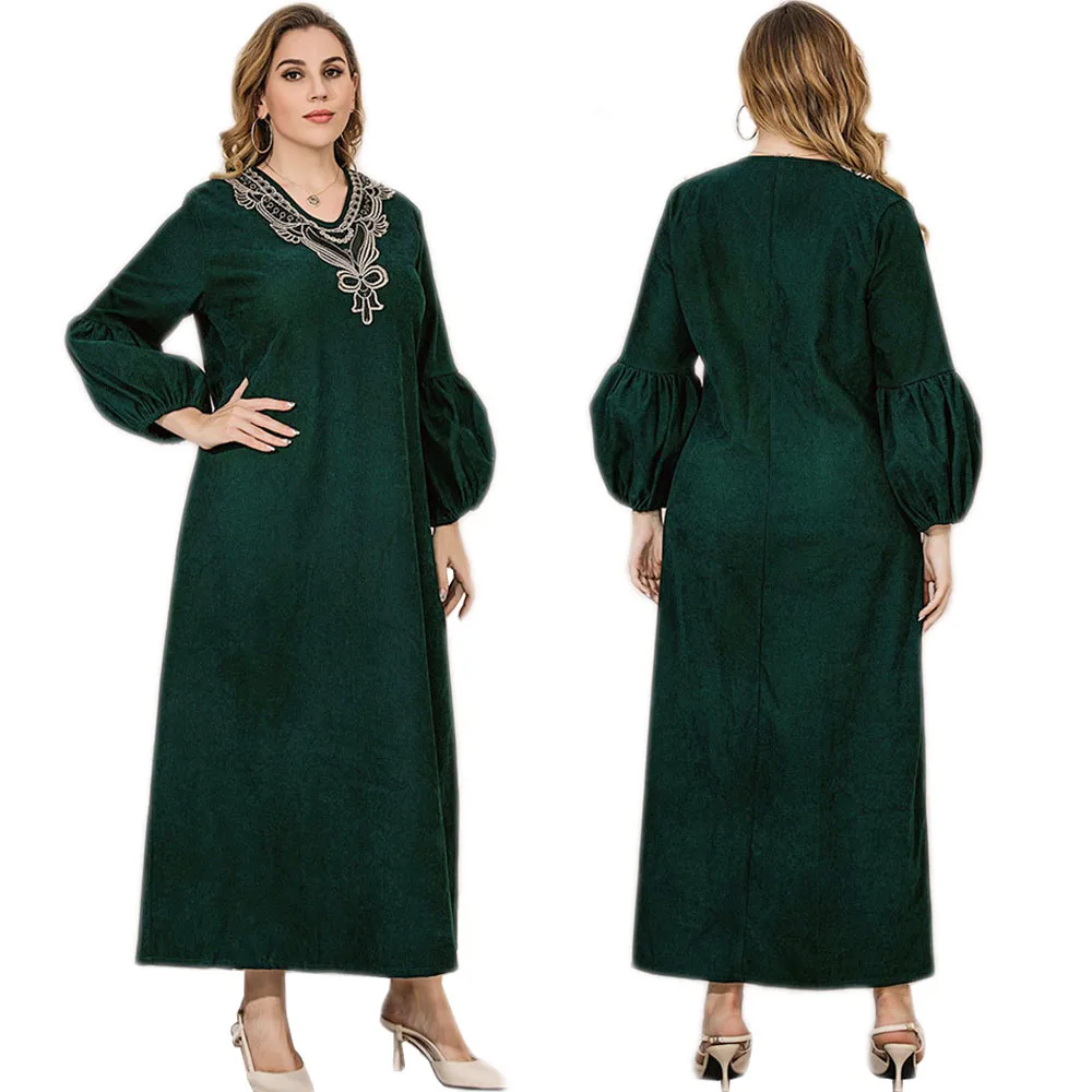 Винтажные размера плюс мусульманское длинное платье в этническом стиле, с v-образным вырезом, Абая Исламская Vestido арабских кафтан размера пл...