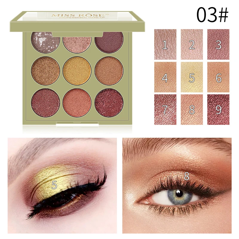 

9 Colors Highly Pigment Mattes Shimmers Smokey Glitter Colorful Powder WaterProof Makeup Palette Gemstone Shadow Palette