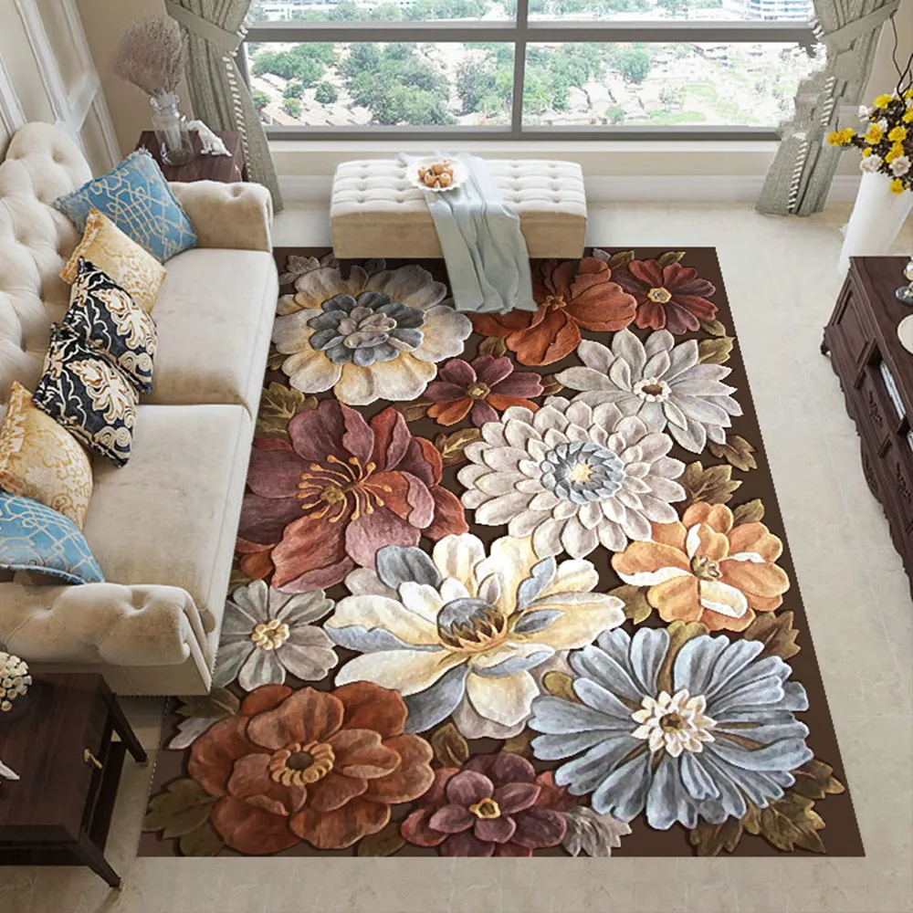 

Creative Flower 3D Printing Carpets for Living Room Bedroom Area Rugs Tea Table Carpet Hallway Antiskid Mats Mandala Boho