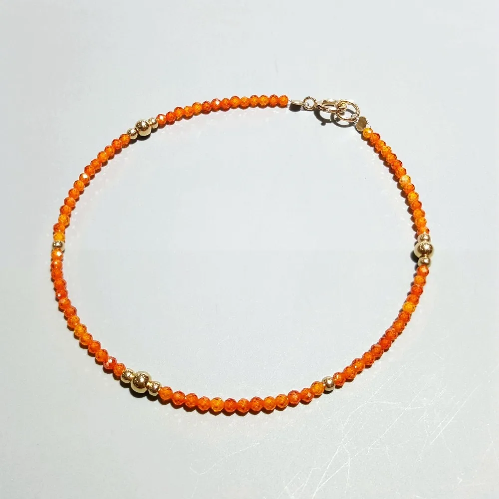 Lii Ji маленький оранжевый циркон серебро 925 пробы золотой цвет Delicated браслет для