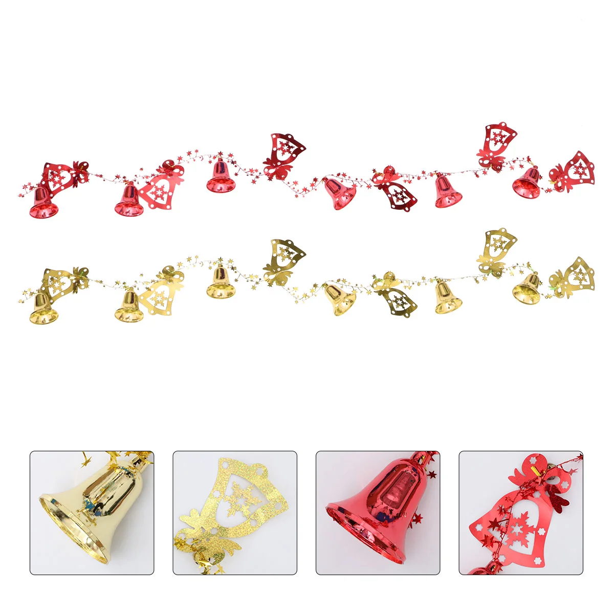 

2pcs Christmas Wind-bell String Hanging Bells Christmas Ornaments (Golden, Red)