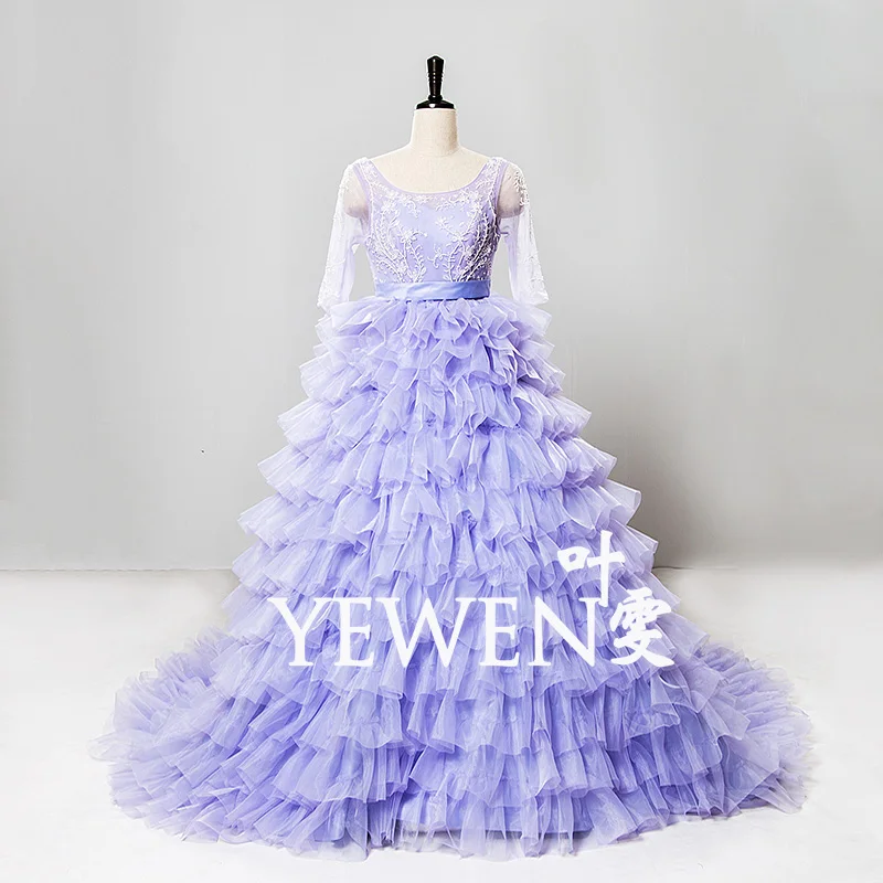 YEWEN дизайн 2020 длинное свадебное платье с открытой спиной и длинными рукавами